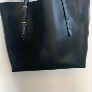 black tote bag leather